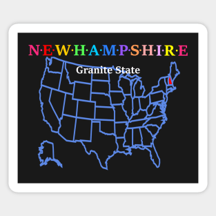 New Hampshire, USA. Granit State. With Map. Sticker